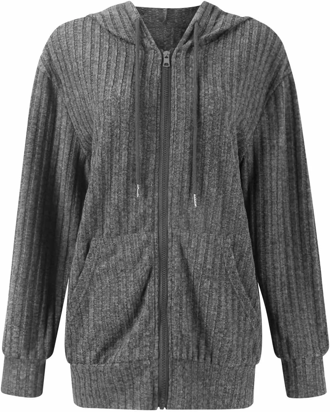Women's Zip Up Oversized Sweatshirts Lightweight Jacket Coat Long Sleeve Casual Hoodies 2024 Fall Winter Tops Clothes