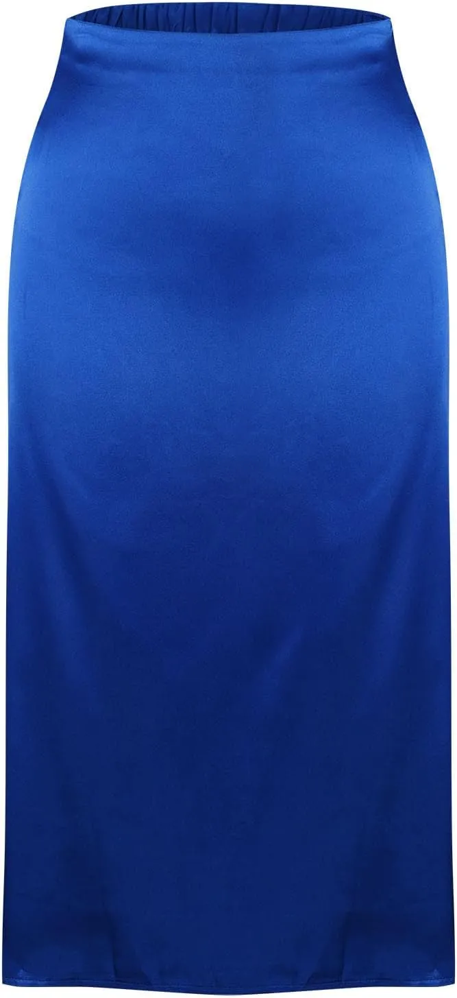 Xiaojmake Satin Skirts for Women Trendy High Waisted Waistband Flared Casual A Line Midi Skirt Zipper Elegant Work Skirts
