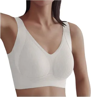 Yifare Invisible Lift Bra, Women's Solid Color Four Rows Adjustable Wireless Bra, Enhanced W Support Adjustment Bras
