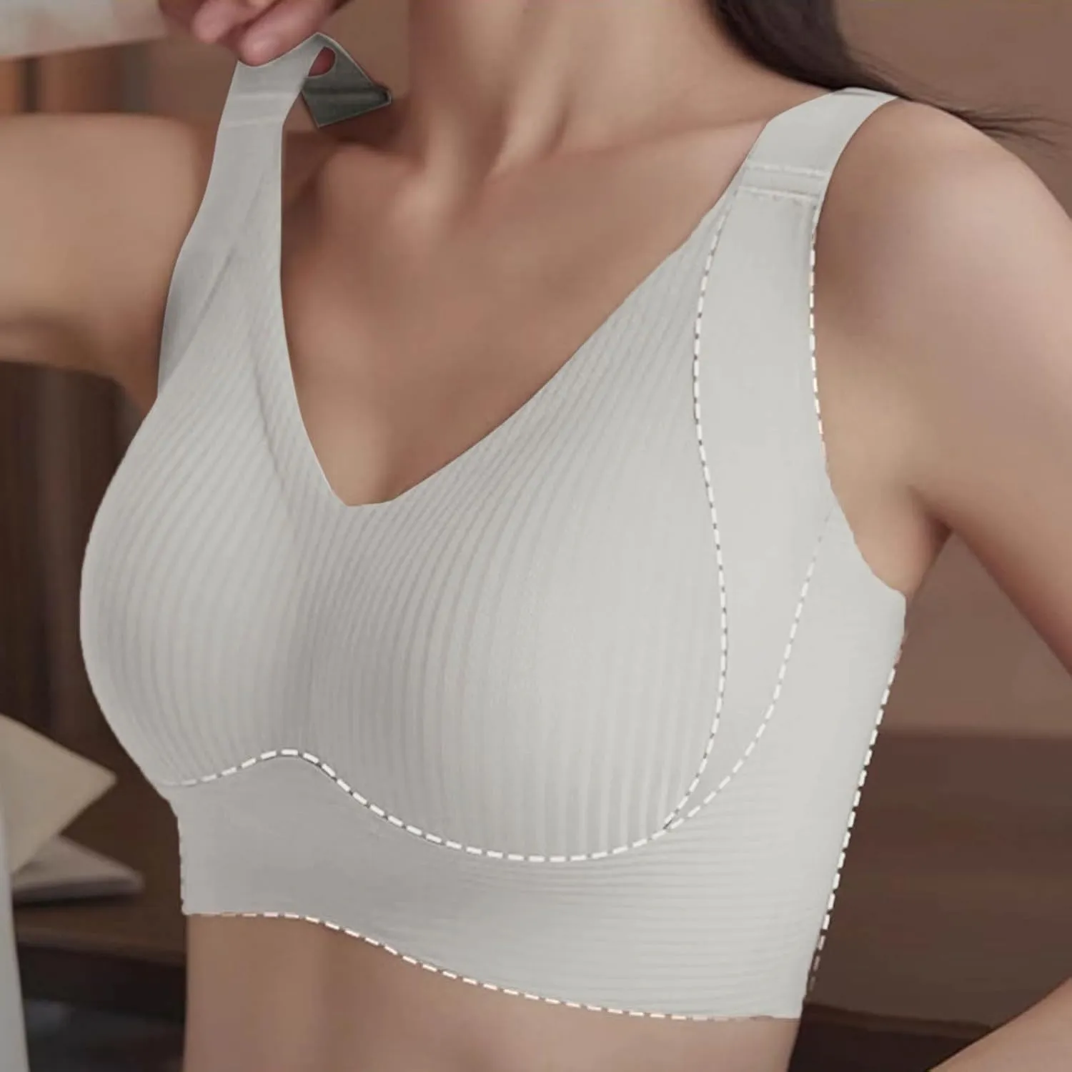 Yifare Invisible Lift Bra, Women's Solid Color Four Rows Adjustable Wireless Bra, Enhanced W Support Adjustment Bras