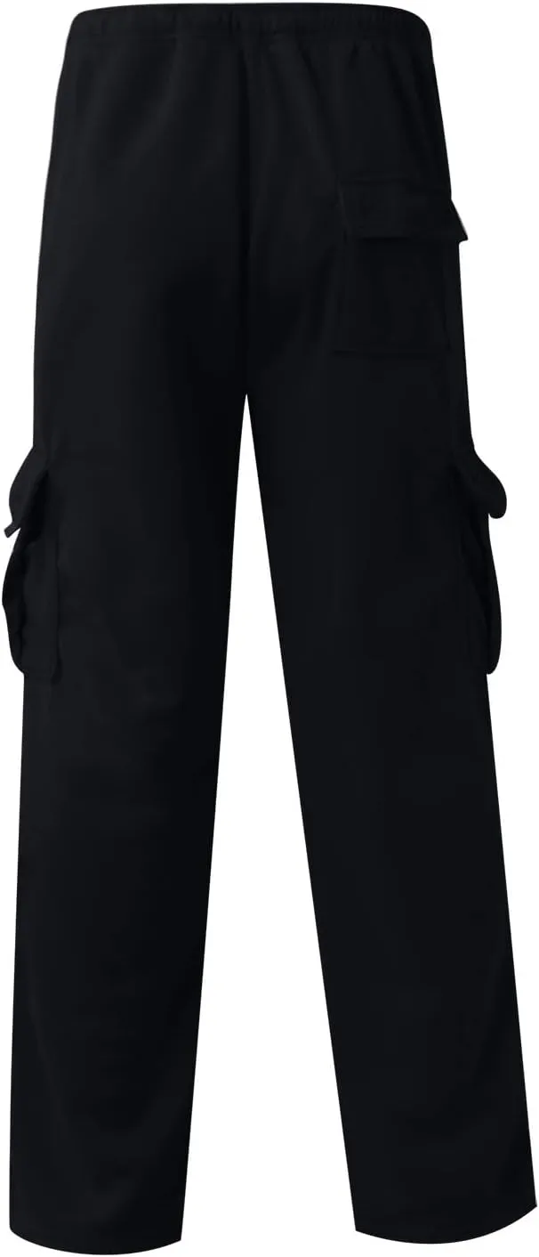 Ymosrh Mens Pants Relaxed Fit Overalls Drawstring Multi Pocket Casual Pants Hiking Cotton Twill Combat Pants Stretch