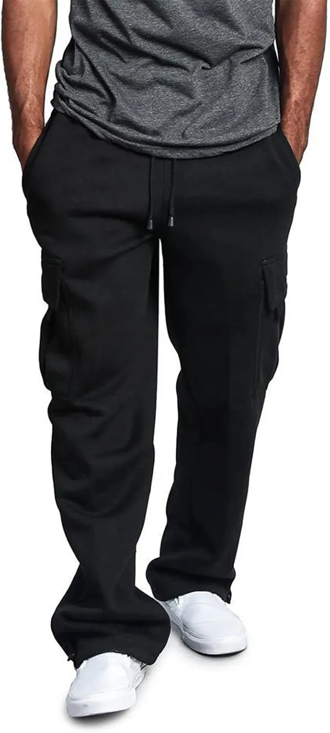 Ymosrh Mens Pants Relaxed Fit Overalls Drawstring Multi Pocket Casual Pants Hiking Cotton Twill Combat Pants Stretch