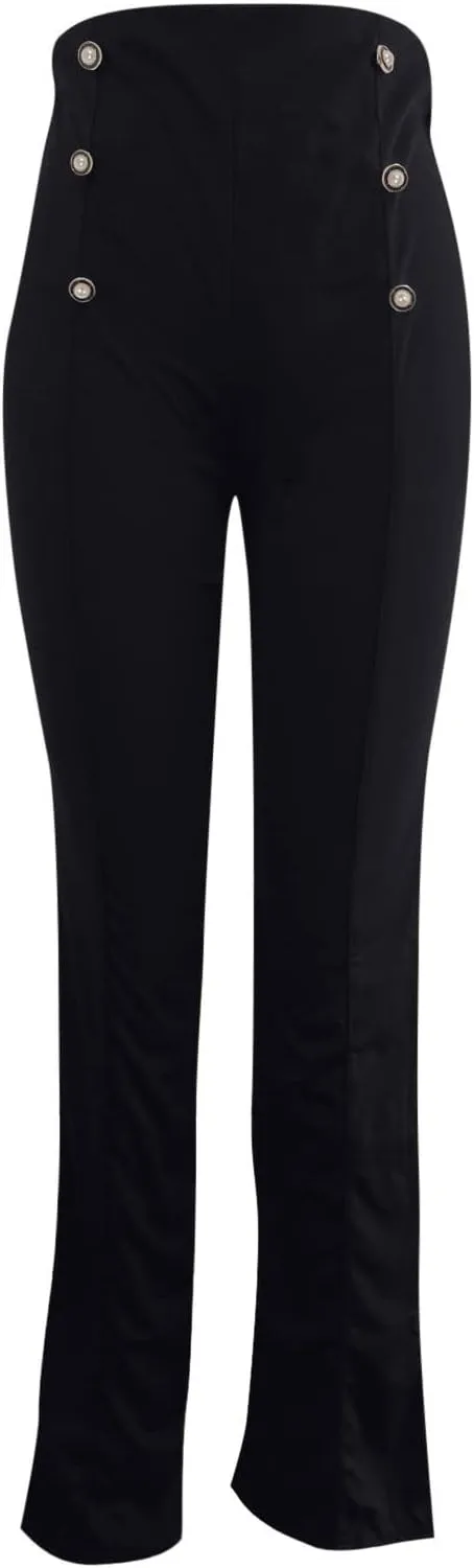 YOLAI Women Casual Wide Leg Pant High Waist Button Down Trousers Solid Color Business Work Trousers