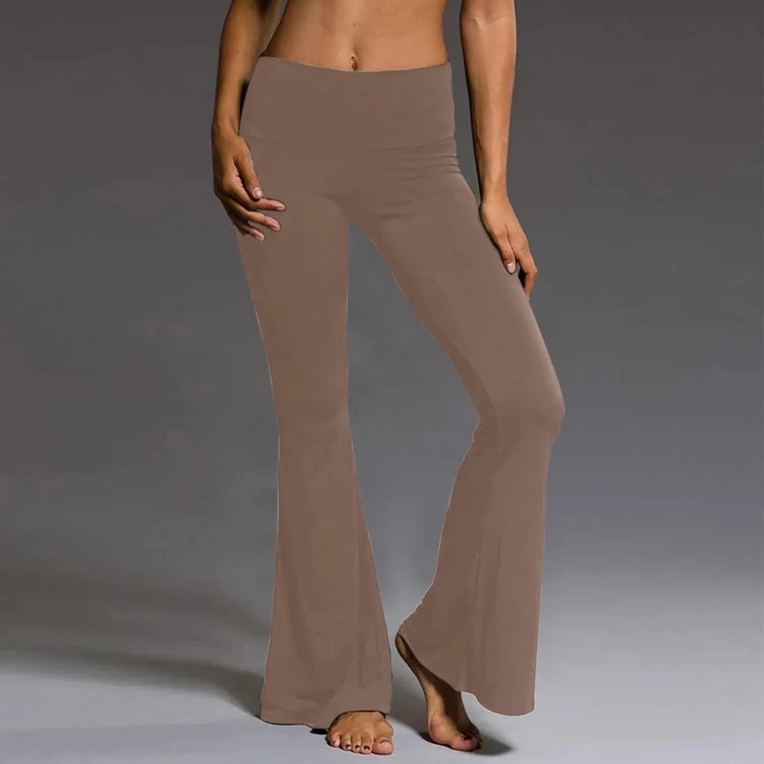 YOLAI Women's Bell Bottom Yoga Pants Casual High Waist Long Palazzo Pants Stretch Legging Flare Pants