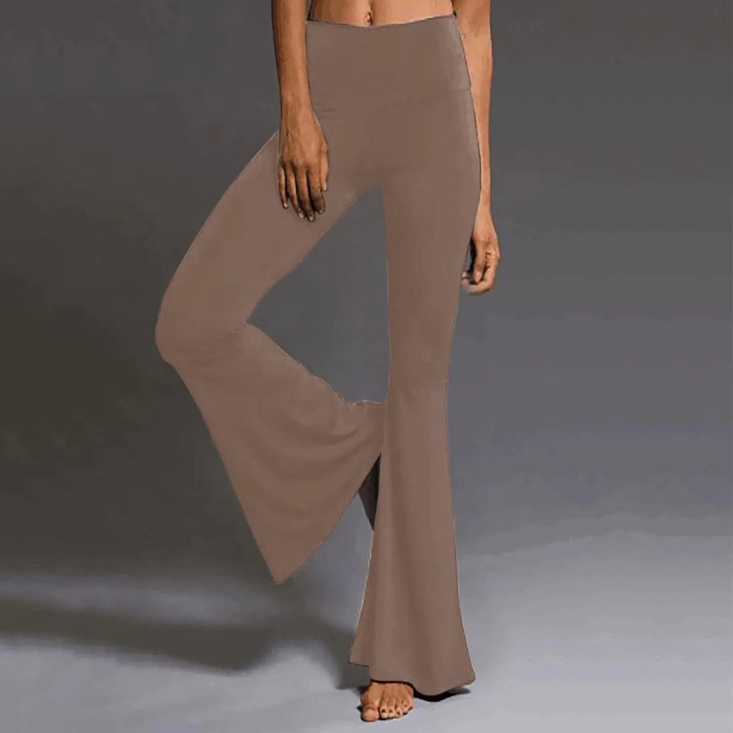 YOLAI Women's Bell Bottom Yoga Pants Casual High Waist Long Palazzo Pants Stretch Legging Flare Pants