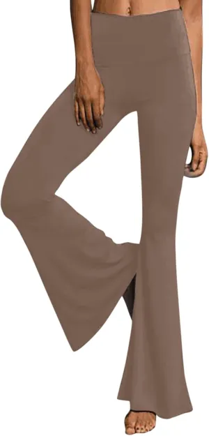 YOLAI Women's Bell Bottom Yoga Pants Casual High Waist Long Palazzo Pants Stretch Legging Flare Pants