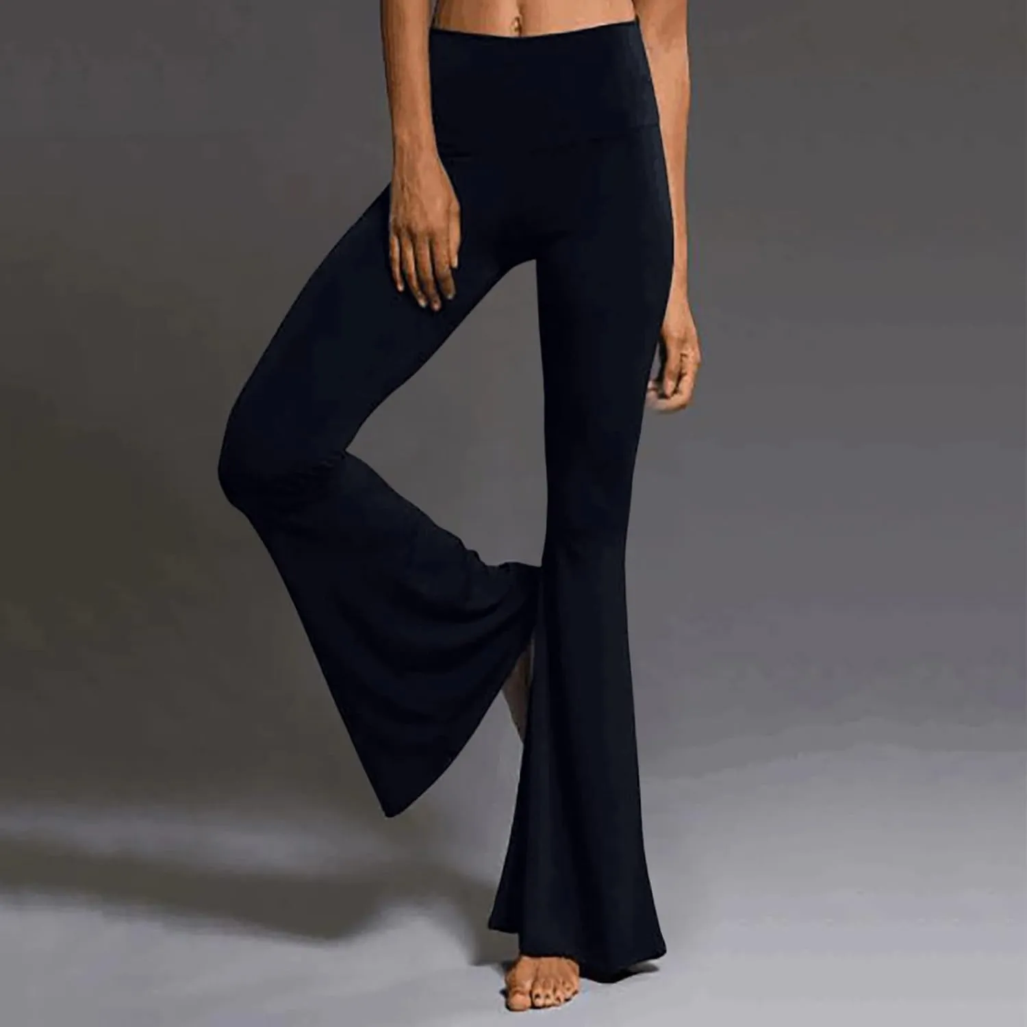 YOLAI Women's Bell Bottom Yoga Pants Casual High Waist Long Palazzo Pants Stretch Legging Flare Pants