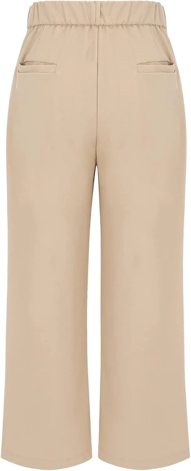 YOLAI Womens Casual Wide Leg Dress Pants High Waist Tailored Button Down Trousers Business Work Trousers with Pockets