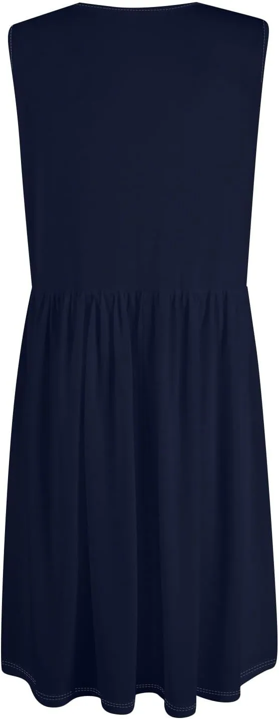 YUTANRAL Summer Dresses for Women 2025 Trendy Button Down V Neck Sleeveless Casual Loose Midi Tank Dress Resort Wear
