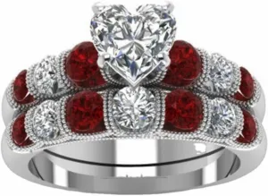 Zircon Engagement Ring for Women Anniversary Ring Bride Wedding Band Elegant Jewelry (Red, 9)