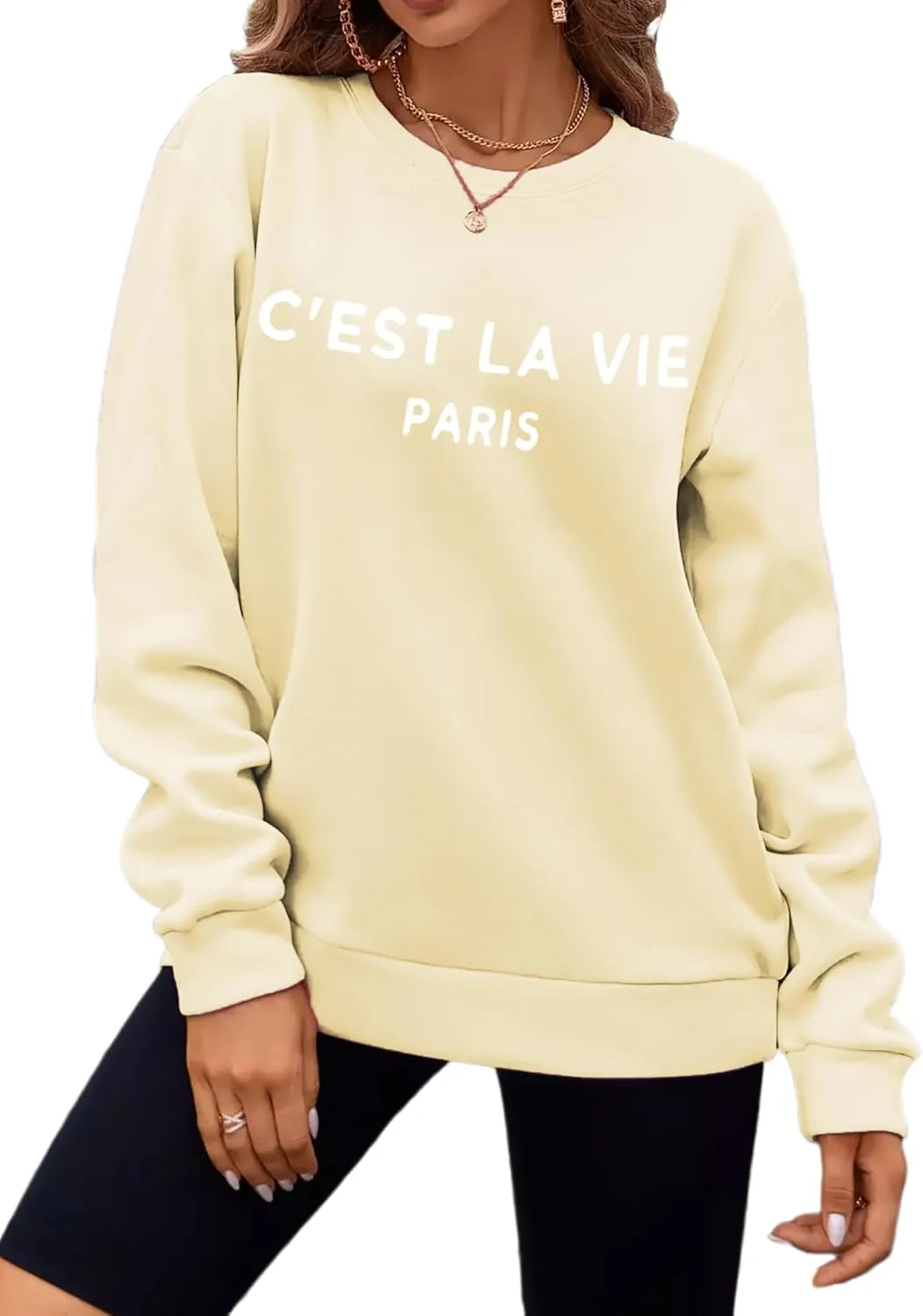 Zoyami Womens Crewneck Sweatshirt Graphic Long Sleeve Top Pullover Oversized Sweaters