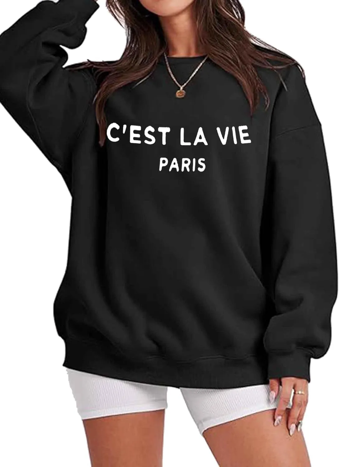 Zoyami Womens Crewneck Sweatshirt Graphic Long Sleeve Top Pullover Oversized Sweaters