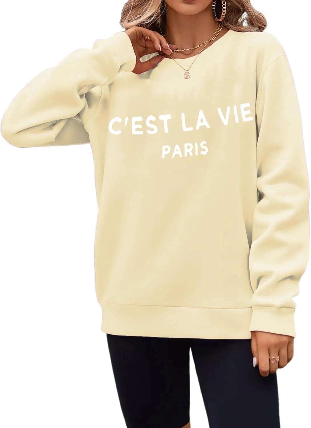 Zoyami Womens Crewneck Sweatshirt Graphic Long Sleeve Top Pullover Oversized Sweaters