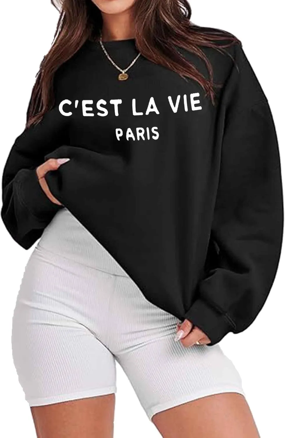 Zoyami Womens Crewneck Sweatshirt Graphic Long Sleeve Top Pullover Oversized Sweaters