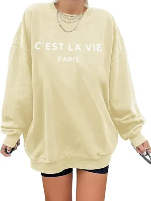 Zoyami Womens Crewneck Sweatshirt Graphic Long Sleeve Top Pullover Oversized Sweaters