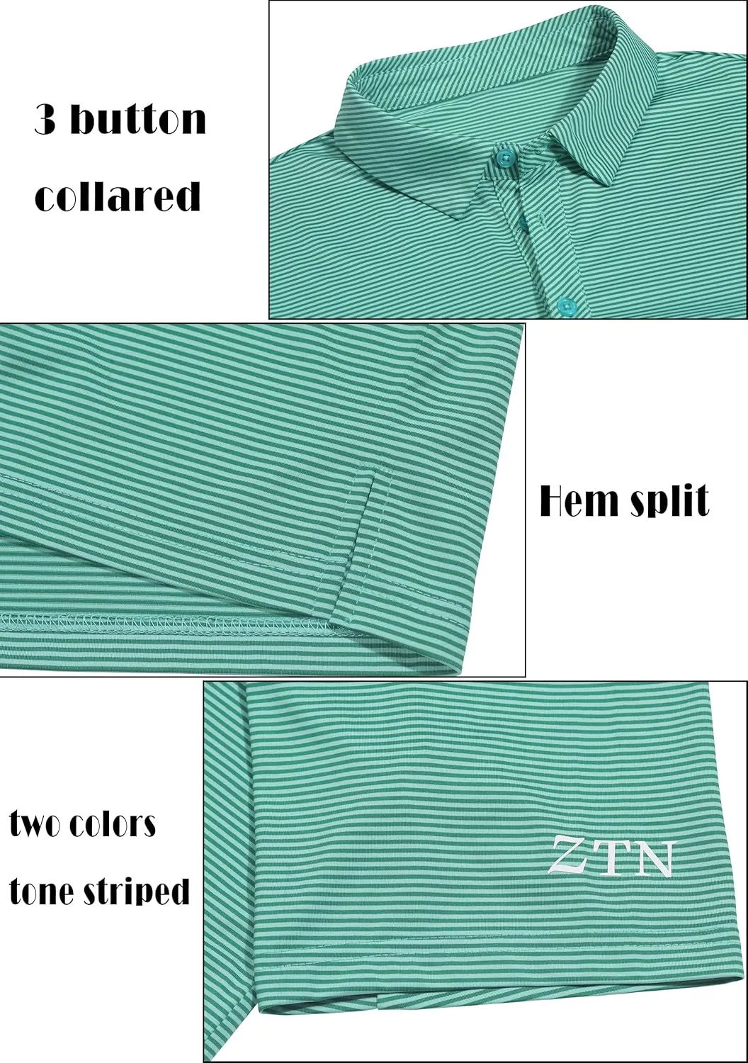 ZTN Mens Polo Shirts - Summer UV50  Moisture Wicking Golf Shirts Quick-Dry Sports Polo Shirts Activewear