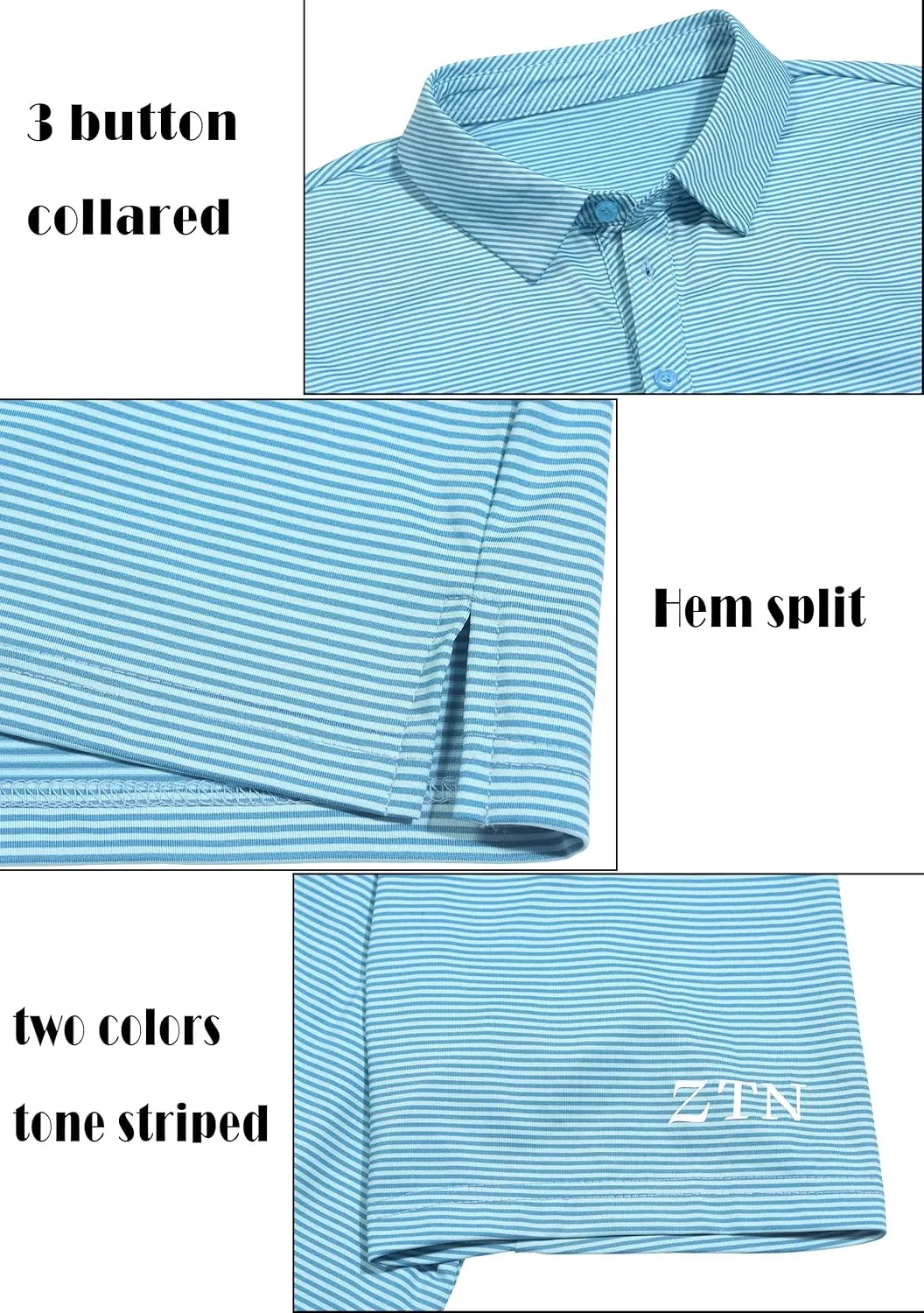 ZTN Mens Polo Shirts - Summer UV50  Moisture Wicking Golf Shirts Quick-Dry Sports Polo Shirts Activewear
